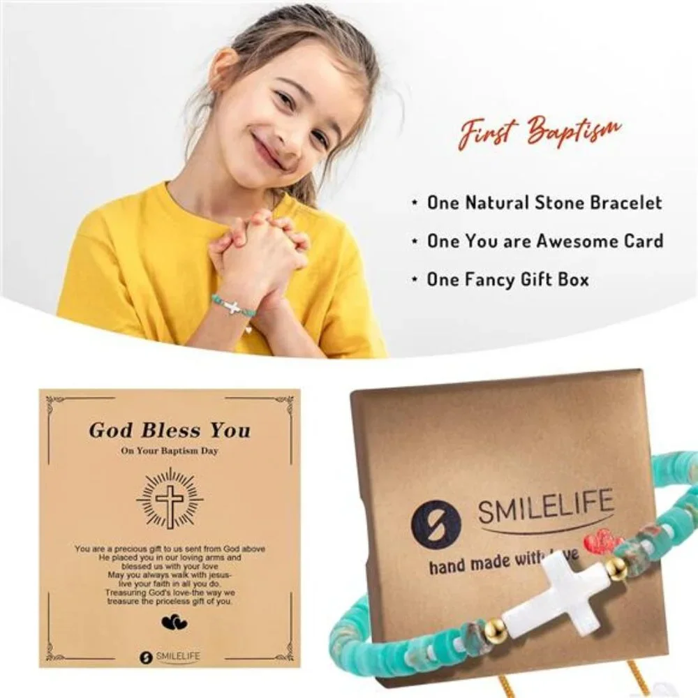 Cross Bracelet for Women, Girls & Boys - First Communion, Baptism & Christian